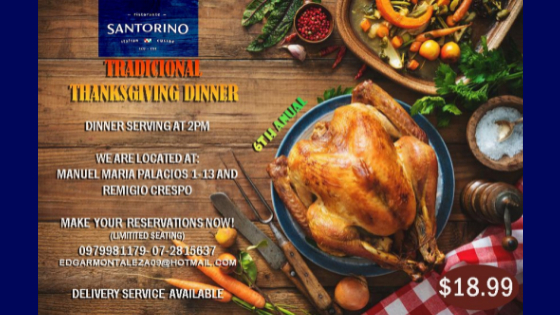 Santorino Pizza & Restaurant Thanksgiving Dinner Cuenca 25 Nov 2021